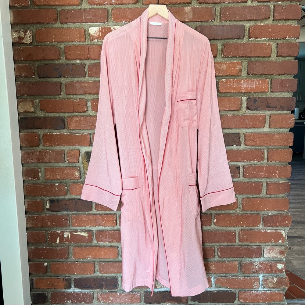 La Perla unisex‎ robe red striped with tie and pockets cotton/silk size XXL